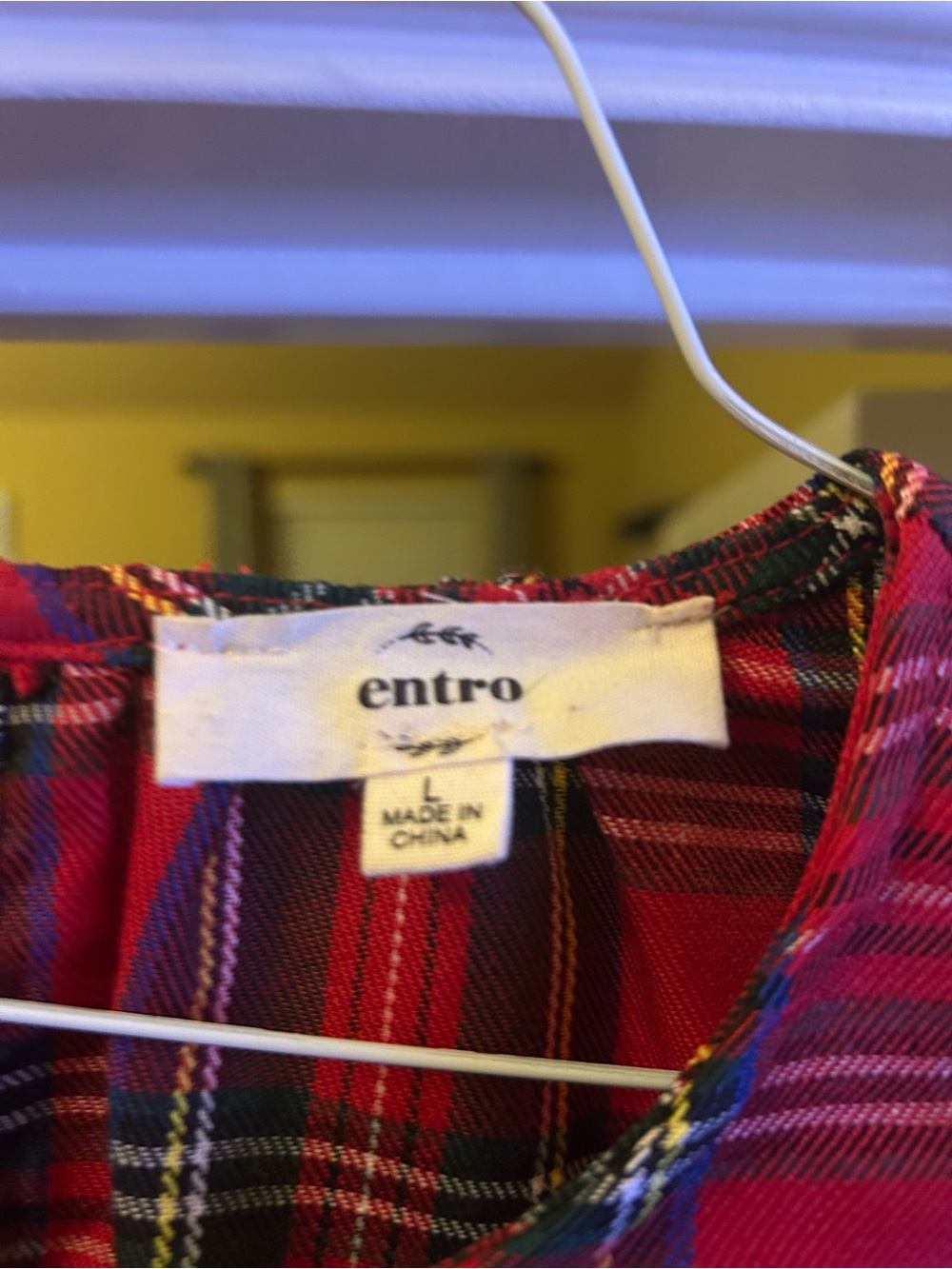 entro Red Plaid Ruffle Shoulder Blouse - Picture 5 of 5